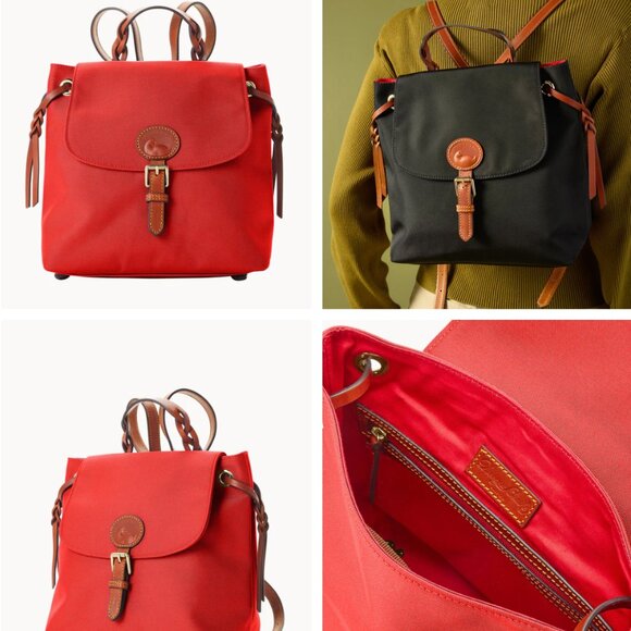 NWT Dooney & Bourke Red Nylon Flap Backpack - Picture 9 of 11